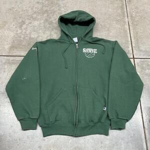 vintage plymouth state university collegiate russell athletics green zip hoodie